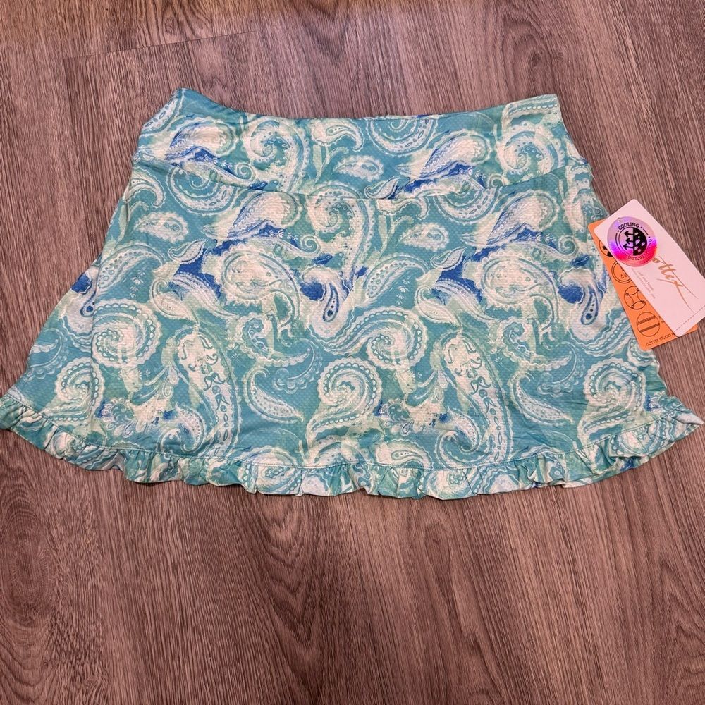 Gottex Large turquoise paisley golf / tennis skirt